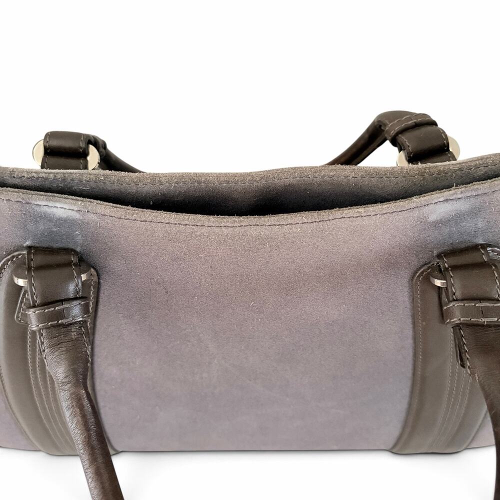 Loewe Amazona Grey Suede Leather Boston Bag Double Handle Vintage - Picture 8 of 15